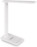 BAFOVY LED Desk Lamp, Foldable Eye Caring Table Lamp with Touch Control 5 Color Temperatures 5 Dimmable Levels USB Charging Port for Home Office Reading Study (White)