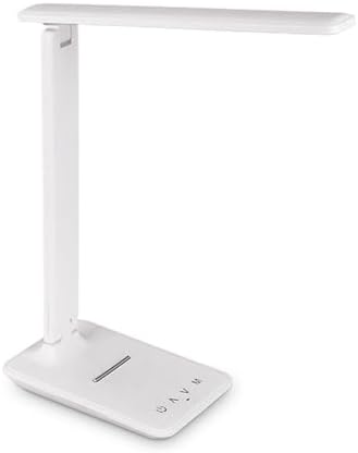 BAFOVY LED Desk Lamp, Foldable Eye Caring Table Lamp with Touch Control 5 Color Temperatures 5 Dimmable Levels USB Charging Port for Home Office Reading Study (White)