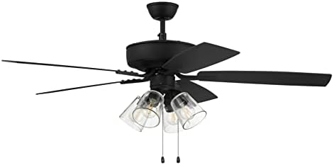 Craftmade P104ESP5-52ESPWLN Pro Plus 52" Ceiling Fan with LED Lights & Pull Chain, 5 Reversible Espresso/Walnut MDF Blades, Espresso
