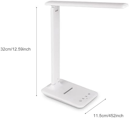 BAFOVY LED Desk Lamp, Foldable Eye Caring Table Lamp with Touch Control 5 Color Temperatures 5 Dimmable Levels USB Charging Port for Home Office Reading Study (White)