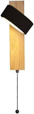 7W LED Black Travertine Wall Light, Wabi Sabi Style Wall Lamp, Natural Stone Wood Base Wall Sconce with Zipper Switch, Bedroom Living Room Balcony Wall Mounted Light Fixtures