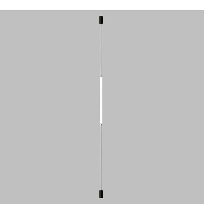 Black Linear Pendant Floor to Ceiling Lamp LED Modern Minimalist Pendant Light Long Strip Hanging Lamp for Bedroom Bedside TV Background - Plug in 27.5"