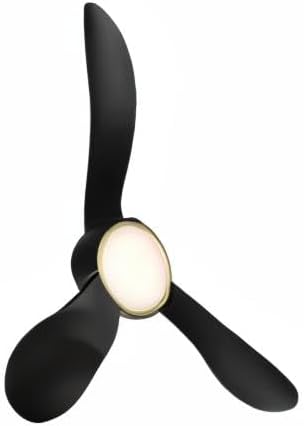 Corona Smart Indoor and Outdoor 3-Blade Flush Mount Ceiling Fan 44in Satin Brass Black 3000K LED Light Kit and Remote Control works with Alexa, Google Assistant, Samsung Things, and iOS or Android App
