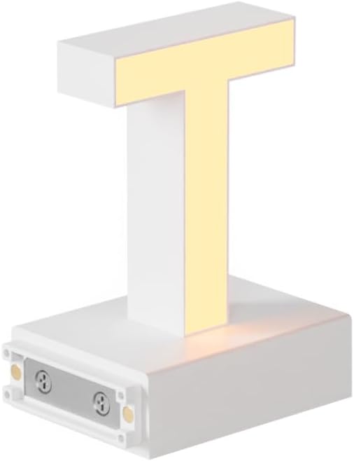 LED Magnetic Letter T, H 3.7" Light with Touch Control, White, Dimmable, Warm White 3000K