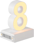 LED Magnetic Number 8, H 3.7" Light with Touch Control, White, Dimmable, Warm White 3000K