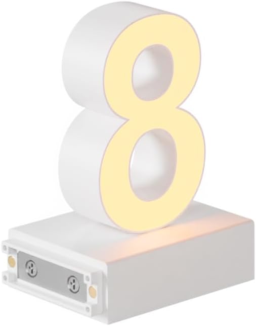 LED Magnetic Number 8, H 3.7" Light with Touch Control, White, Dimmable, Warm White 3000K