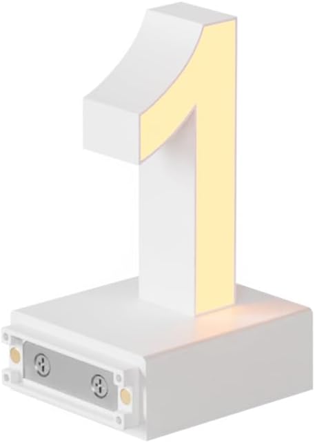 LED Magnetic Number 1, H 3.7" Light with Touch Control, White, Dimmable, Warm White 3000K
