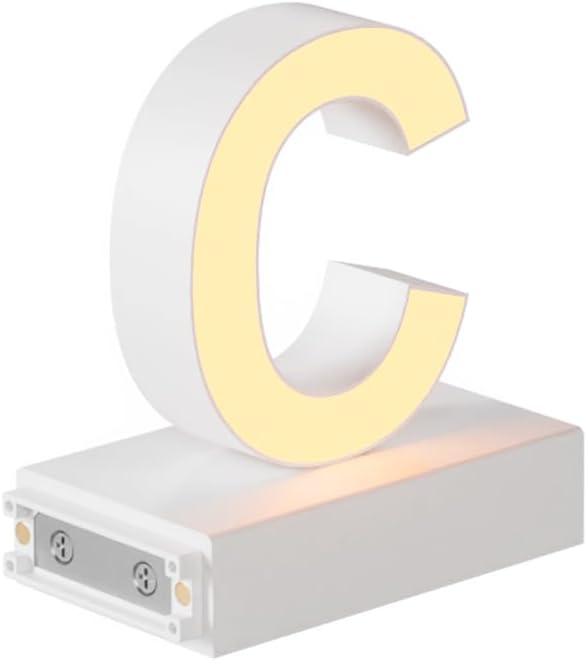 LED Magnetic Letter C, H 3.7" Light with Touch Control, White, Dimmable, Warm White 3000K