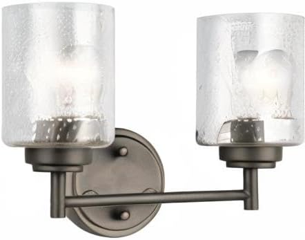 KICHLER Winslow 12.75" 2 Light Vanity Light with Clear Seeded Glass in Olde Bronze®