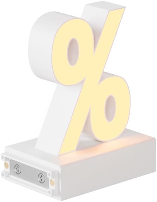 LED Magnetic Symbol%, H 3.7" Light with Touch Control, White, Dimmable, Warm White 3000K