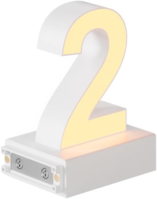 LED Magnetic Number 2, H 3.7" Light with Touch Control, White, Dimmable, Warm White 3000K
