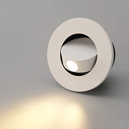 Modern Wall Sconce Light Fixture,Recessed Wall Lamp,Bedside Reading Lamp,Path/Step Light,Gimbal Hidden On/Off Switch,Circle Aluminum White,LED 3W Warm White 3000k,Adjustable&Rotatable