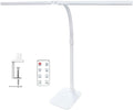 LED Desk Lamp for Office Dorm Home - Eye Caring Desk Light with Timer, Remote Control 24W Brightest Dual Screen Computer Monitor Gooseneck Dimmable Table lamp with Anti-Glare Cover Clamp & Base