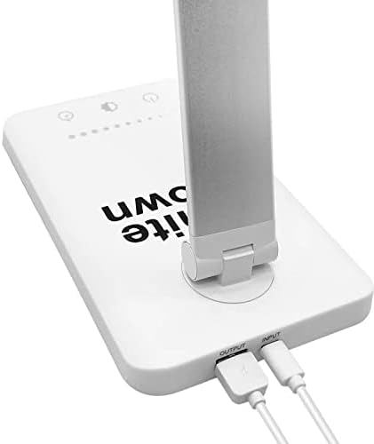 White crown LED Desk Lamp, Eye-Caring Table Lamps, Dimmable Office Lamp with USB Charging