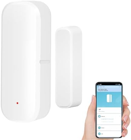 WiFi Door and Window Sensor, Smart Home Security Alert System, 2.4G Wireless, Compatible with Alexa, Google Home, Tuya Smart Devices