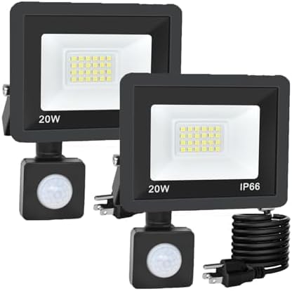 Motion Sensor Flood Light Outdoor, Plug in Motion Sensor Light with 4.9ft Cord, IP66 Waterproof Floodlights with Photocell 6000K Super Bright Security Light for Garden Patio