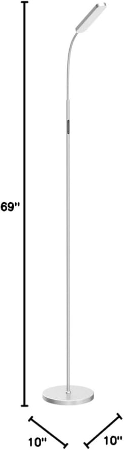 15w/1000lm Bright LED Floor Lamp with Stepless Adjustable 3000K-6000K Colors and Dimmer, Remote and Touch Control Reading Lamp, Adjustable Gooseneck Floor Lamp for Living Room