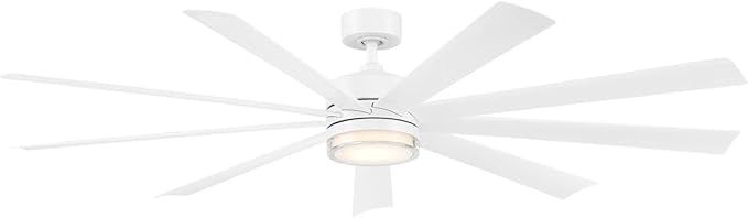 Wynd XL Smart Indoor and Outdoor 9-Blade Ceiling Fan 72in Matte White with 3000K LED Light Kit and Remote Control works with Alexa, Google Assistant, Samsung Things, and iOS or Android App