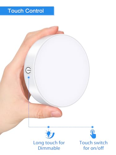WILLED 3000K Dimmable Touch Lights, Battery Rechargeable Tap Lights, Magnet Stick on Closet Light, Portable LED Puck Night Lights for Cabinet, Wardrobe, Counter, Kitchen, Bedroom (2 Pack) - Image 6