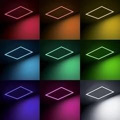 2x4 FT RGB Multicolor Edge-Lit Frame LED Panel Lights Remote & App Controlled 60W 6600lm Color Changing LED Panel Light Smart 2.4G+Bluetooth Drop Ceiling Light with (6 Pack)