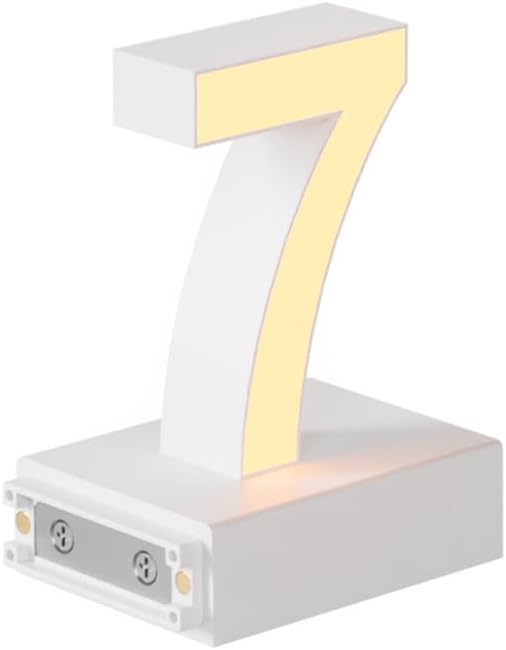 LED Magnetic Number 7, H 3.7" Light with Touch Control, White, Dimmable, Warm White 3000K