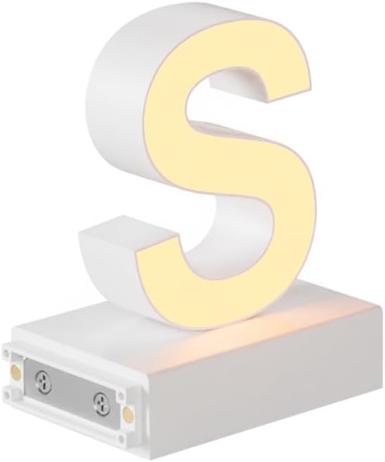 LED Magnetic Letter S, H 3.7" Light with Touch Control, White, Dimmable, Warm White 3000K