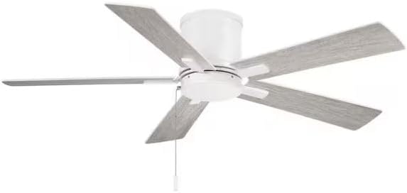 LYTIO Grantway 48 in. Indoor/Covered Outdoor Matte White Low Profile Ceiling Fan Without Light with Pull Chain Included