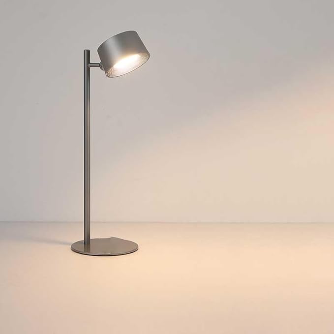 Eye Caring Table Lamp, LED Desk Lamp Dimmable Bedside Lamp with 3 Lighting Modes&3 Brightness Levels Touch Control USB Rechargeable Desk Light for Home Office Bedroom Reading Study Work (Grey)