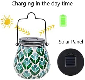 Bshine Mosaic Solar Lantern Outdoor Hanging Waterproof, Mosaic Light Indoor Decorative Table, Garden Decor for Yard Outside, Path, Pathway, Courtyard, Lawn,Light Up Christmas Decor Outdoor