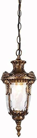 Solar Garden Lights Outdoor Hanging Lantern Rainproof Glass Ceiling Pendant Light Villa Courtyard Gazebo Corridor Suspension Lighting E27 Porch Balcony Drop Lamp (Color : Bronze-s-1637cm)