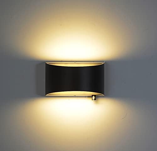 Indoor Dimmable Wall Sconces with Dimmable Switch, Modern LED Sconces Wall Lighting 12W Wall Light Fixtures Aluminum Up and Down Wall Lights