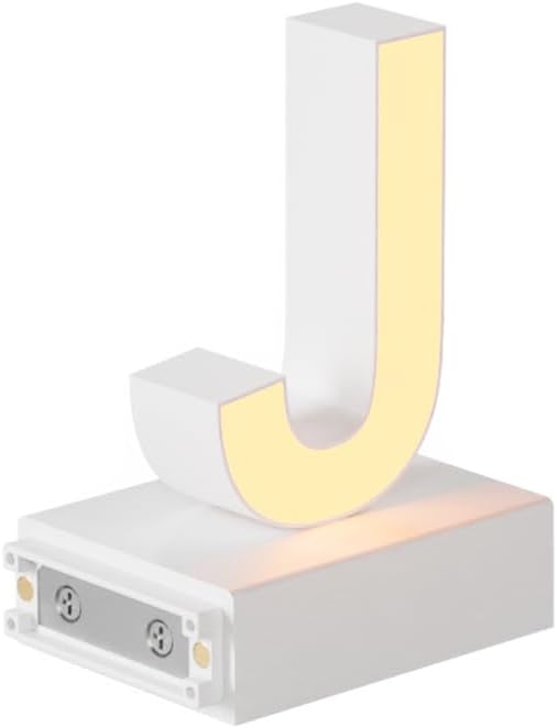 LED Magnetic Letter J, H 3.7" Light with Touch Control, White, Dimmable, Warm White 3000K