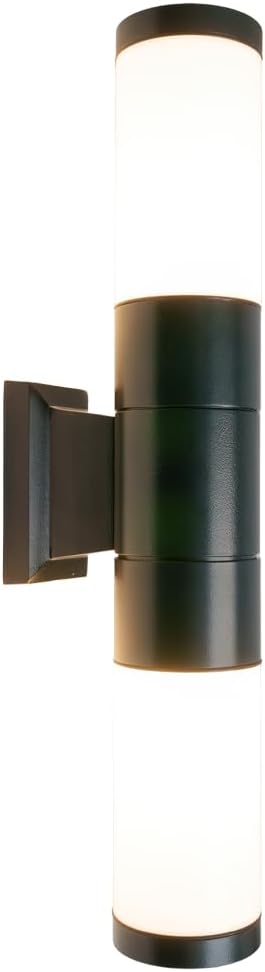 VOLT 12V Cast Brass Up/Down Outdoor Sconce & Lanai Light (Black) with Glow Tube Top/Bottom for Low Voltage Landscape Lighting