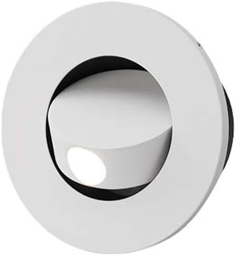Modern Wall Sconce Light Fixture,Recessed Wall Lamp,Bedside Reading Lamp,Path/Step Light,Gimbal Hidden On/Off Switch,Circle Aluminum White,LED 3W Warm White 3000k,Adjustable&Rotatable