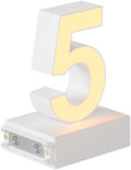 LED Magnetic Number 5, H 3.7" Light with Touch Control, White, Dimmable, Warm White 3000K