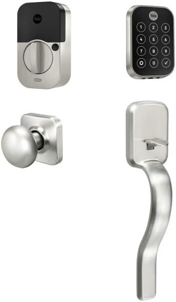 Yale Assure Lock 2 Touch Deadbolt with Ridgefield Handle, Satin Nickel Smart Keyless Entry Door Lock with Wi-Fi Connected Touch Keypad and Fingerprint Scanner, B-YRD450-F-WF1-RX-619