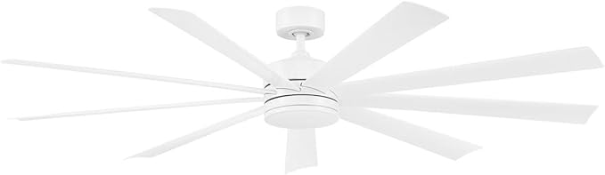 Wynd XL Smart Indoor and Outdoor 9-Blade Ceiling Fan 72in Matte White with 3000K LED Light Kit and Remote Control works with Alexa, Google Assistant, Samsung Things, and iOS or Android App