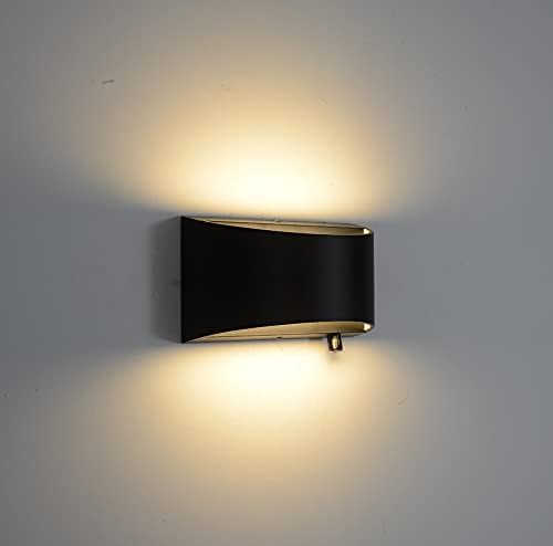 Indoor Dimmable Wall Sconces with Dimmable Switch, Modern LED Sconces Wall Lighting 12W Wall Light Fixtures Aluminum Up and Down Wall Lights