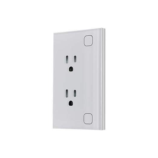 WiFi Smart Wall Outlet, Outlet Compatible with Alexa and Google Home, Smart Tuya Socket with Energy Monitoring and Timer, Dual Sockets2.4GHz WiFi Only, White 1 Pack