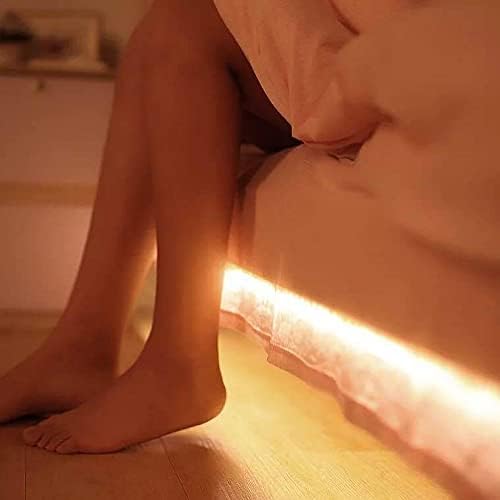 Sleep Mode Underbed Light - Night Light Amber Glow No Blue Light Battery Powered Peel and Stick Install