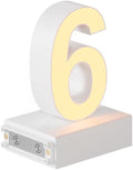 LED Magnetic Number 6, H 3.7" Light with Touch Control, White, Dimmable, Warm White 3000K