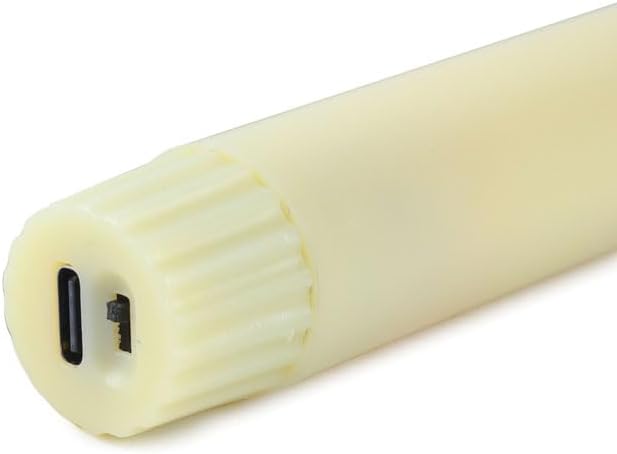 Pack of 6 Decorative Rechargeable Beige Taper Candles with USB Charge Warm White Light 10 Inch,Remote Flameless Christmas LED Window Candlesticks,25.5 cm Plastic Wedding Candles with Timer
