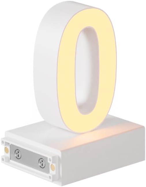 LED Magnetic Number 0, H 3.7" Light with Touch Control, White, Dimmable, Warm White 3000K