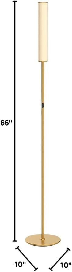 O’Bright LED Cylinder Floor Lamp with Remote Control, Full Range Dimming, Adjustable Color Temperature 3000K-6000K, Minimalist Standing Lamps for Living Room, Bedrooms and Office, Antique Brass