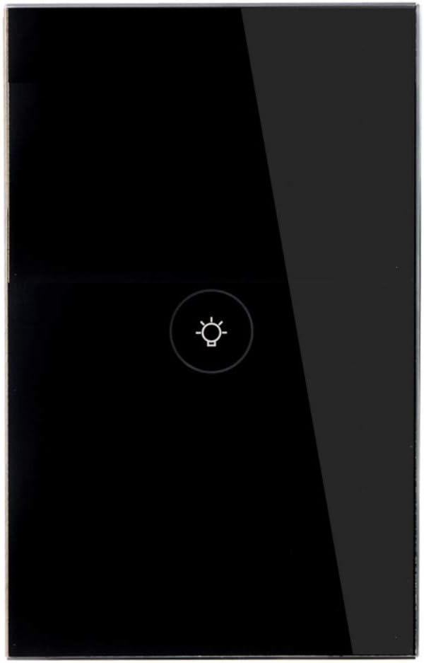 WiFi Smart Wall Touch Light Switch Glass Panel Wireless Remote Control by Mobile APP Anywhere Compatible with Alexa,Timing Function No Hub Required (Wall Switch 1 Gang)