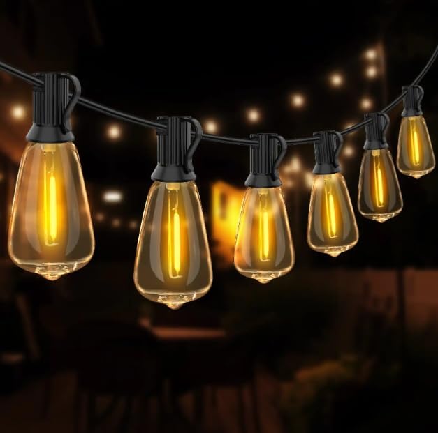 25FT Outdoor String Lights, ST38 Patio Lights with 10+2 LED Bulbs Shatterproof Energy Saving, Outside Hanging Globe Lights for Bistro Backyard Garden Pool Porch