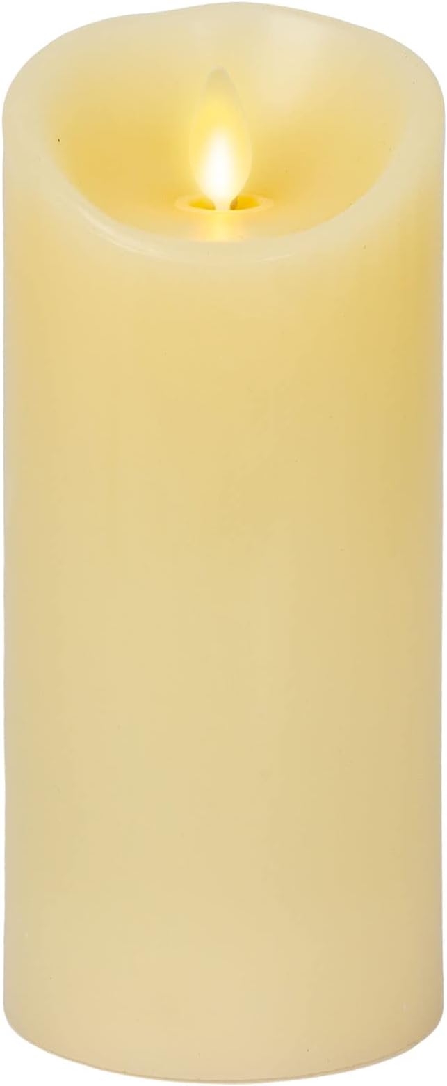Luminara Flameless LED Battery Operated Ivory Pillar Candle, Flickering Realistic Moving Flame, 3" x 6.5" Real Wax Indoor Home Bathroom Decor Candle