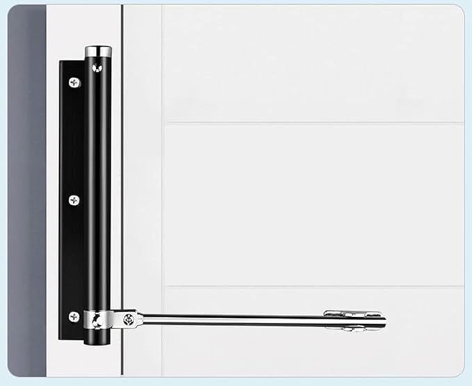 zeng Automatic Door Closer, 304 Stainless Steel, Surface Mounted, Adjustable Spring, Commercial and Residential (Black)