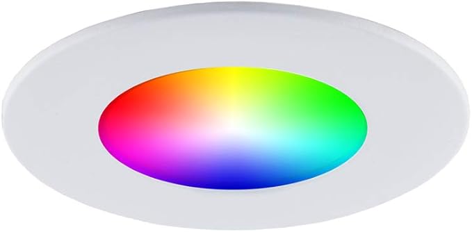 BAZZ WFDISK400WX4 Slim Disk Colors Smart Home Wi-Fi RGB LED Recessed Fixture Kit, Tunable, Dimmable, Alexa and Google Assistant Compatible, Damp Location, White. 4 Count, 4-in