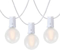 25Ft G40 LED Outdoor Christmas Frosted White String Lights with 27 G40 White Pearl Shatterproof Bulbs, Connectable Vintage Christmas Globe Patio Lights for Holiday Wedding Party Café Porch Party-White